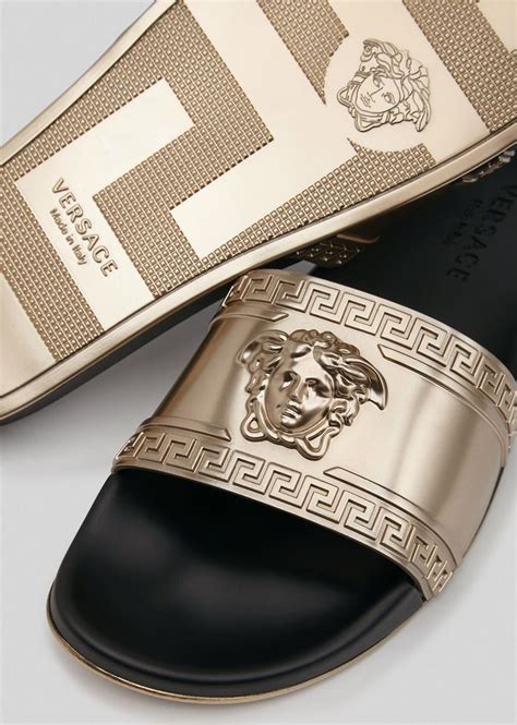 men versace slides|Versace embroidered leather sandals men.